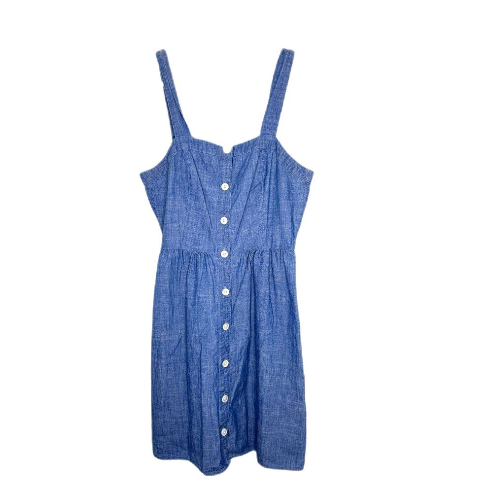 J.Crew Chambray Button-Front Sundress Size 0 Cotton Denim-Look Fit & Flare